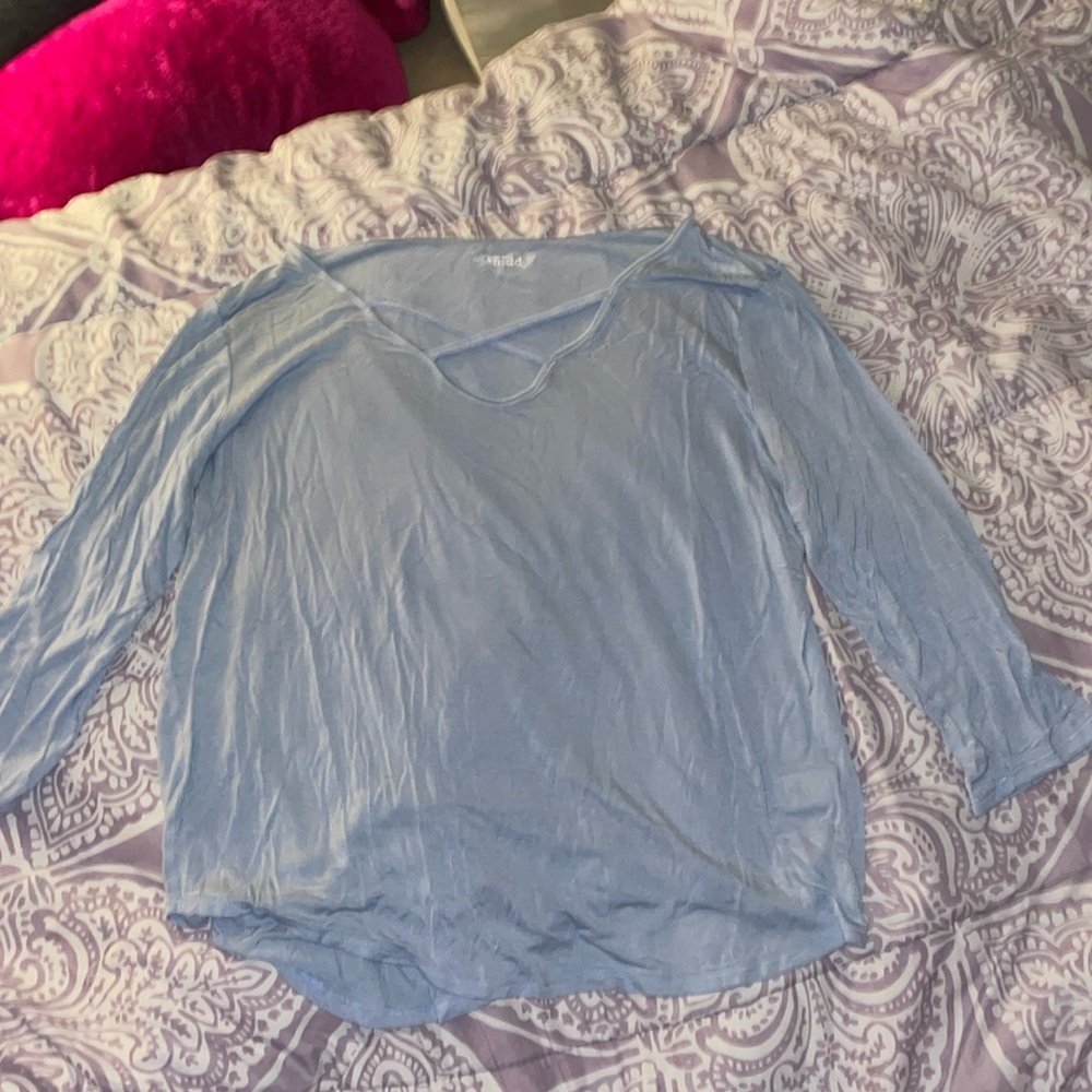 Light blue Mudd 3/4 sleeve top size L
